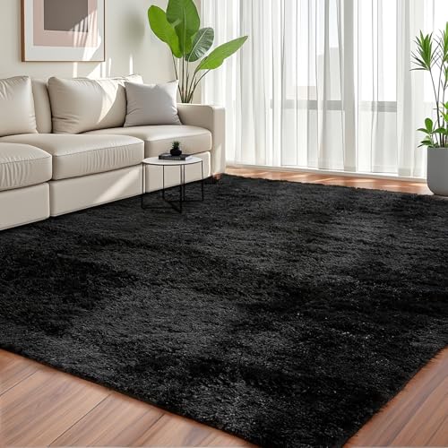 YOBATH Schwarzer Teppich, 22,9 x 30,5 cm, groß, flauschig, zotteliger Teppich für Schlafzimmer, rutschfest, Plüsch, flauschig, für Kinderzimmer, Heimdekoration YOBATH Schwarzer Teppich, 22,9 x 30,5 cm, groß, flauschig, zotteliger Teppich für Schlafzimmer, rutschfest, Plüsch, flauschig, für Kinderzimmer, Heimdekoration von YOBATH