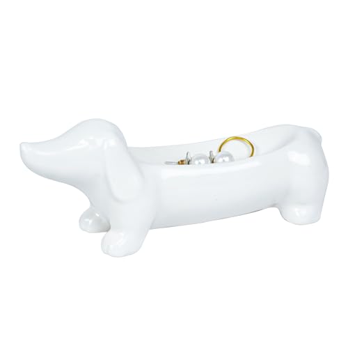 YOBRO Keramik-Schmucktablett für Schmuck und Schlüssel, dekoratives Mini-Geschirr, Geschenk für Hundeliebhaber, Verlobungsring-Organizer (Weib) von YOBRO