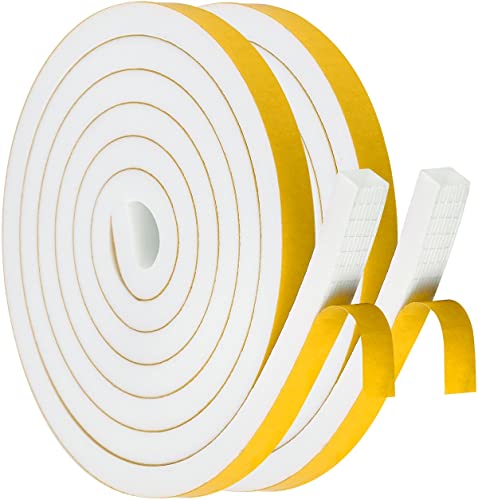 YOCCEK 4m Dichtungsband Selbstklebend für Türen Fenster 12mm(B) x10mm(D) Moosgummi Dichtband Türdichtung Fensterdichtung Zugluftstopper Wasserdicht Schalldämmung Weiß [2 Rollen mit je 2m] von YOCCEK