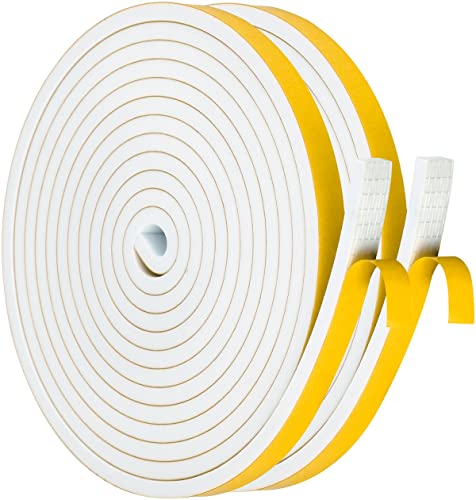YOCCEK 8m Dichtungsband Selbstklebend für Türen Fenster 12mm(B) x6mm(D) Moosgummi Dichtband Türdichtung Fensterdichtung Zugluftstopper Wasserdicht Schalldämmung Weiß [2 Rollen mit je 4m] von YOCCEK
