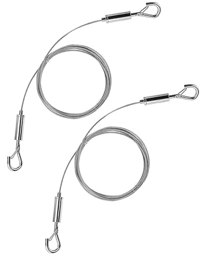 YOCDNOV 2 Stück Drahtseil Verstellbarer - Fotoseil Bilder Aufhängen Foto Hängedraht Set mit Haken 2 m × 1,5 mm Robust Edelstahl Stahlseil Für Gardinen Bilder von YOCDNOV
