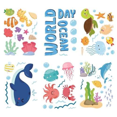 YOCDNOV 6pcs Badewannen Aufkleber - Anti Rutsch Badewanne Aufkleber Selbstklebende rutschfeste Badewannen Aufkleber Blumen Cartoon Meerestier Antirutsch Geeignet für Badezimmerbadewanne von YOCDNOV