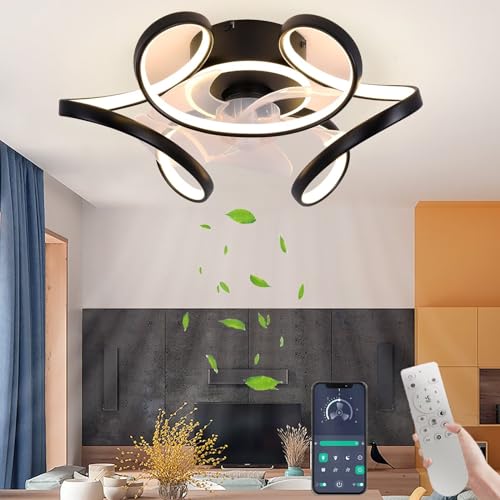 YOCOMO Deckenventilator mit Beleuchtung LED Dimmbar ventilator lampe ventilatorlampen mit fernbedienung Timer Leise Moderne Deckenventilator Licht Für Wohnzimmer Schlafzimmer Esszimmer von YOCOMO