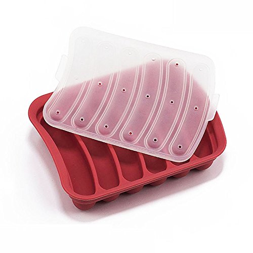 YOCZOX Hot Dog Form, Silikon Wurst Form, DIY Würstchen Form, Silikon Backen Form mit Deckel, handgemachte/selbstgemachte Wurst Typ, BPA-frei, umweltfreundlich, 6 in 1 Design, rot YOCZOX Hot Dog Form, Silikon Wurst Form, DIY Würstchen Form, Silikon Backen Form mit Deckel, handgemachte/selbstgemachte Wurst Typ, BPA-frei, umweltfreundlich, 6 in 1 Design, rot von YOCZOX