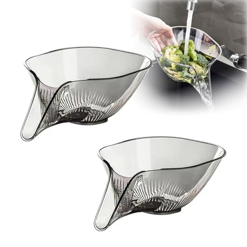 Multi-Functional Drain Basket, Drainage Basket Funnel, Kitchen Sink Drain Basket, Multifunctional Vegetable and Fruit Washing Drain Basket (2*Gray) von YODAOLI