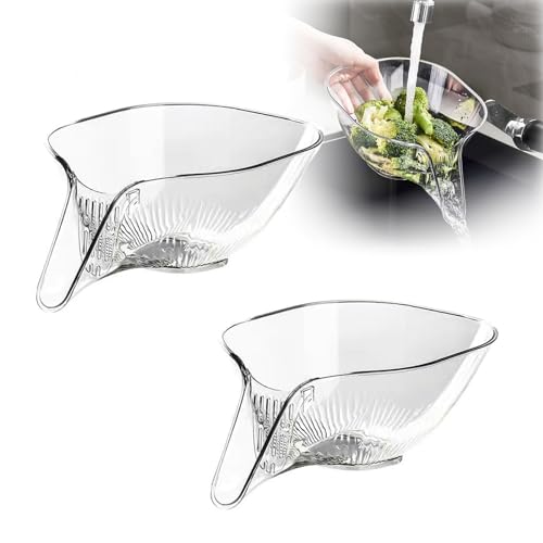 YODAOLI Multi-Functional Drain Basket, Drainage Basket Funnel, Kitchen Sink Drain Basket, Multifunctional Vegetable and Fruit Washing Drain Basket (2*Transparent) von YODAOLI