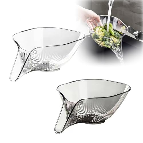 Multi-Functional Drain Basket, Drainage Basket Funnel, Kitchen Sink Drain Basket, Multifunctional Vegetable and Fruit Washing Drain Basket (Gray+Transparent) von YODAOLI