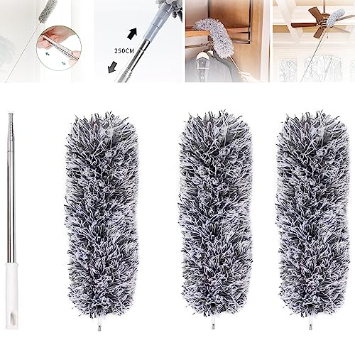 Retractable Washable Curved Microfiber Duster, Microfiber Duster with Extension Pole, 2.8m/110in Telescopic Extension Long Pole, Telescopic Duster for Cleaning High Ceiling, Ceiling Fan (B) von YODAOLI