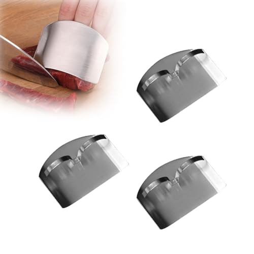 Stainless Steel Finger Guard Knife Cutting Protector, Stainless Steel Finger Guard for Slicing, Stainless Steel Finger Protector, Finger Protector for Cutting Food (Two Fingers,3Pcs) von YODAOLI