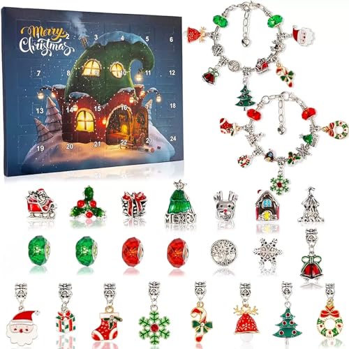 YODAOLI DIY Advent Calendar Bracelets Set, Christmas Decorations Calendar Bracelets Set, 2023 Christmas Jewelry Advent Calendar Kit, Christmas Countdown Advent Calendar (A) von YODAOLI