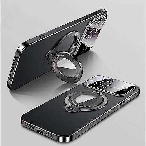 YODAOLI Large Window Phone Case Leak Label Magnetic Bracket for iPhone 14/13/12/11Pro Max (Black,for iPhone 14Pro Max) von YODAOLI