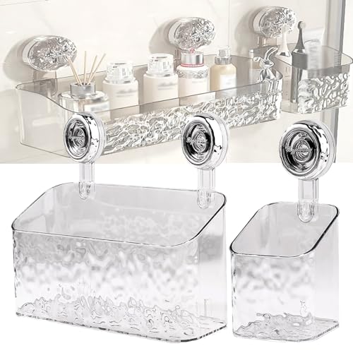 YODAOLI Light Luxury Style Glacier Pattern Suction Cup Shelf, Shower Dispenser Soap Organizer, 2024 Suction Shower Caddy, Suction Cup Shower Shelves, Corner Shower Caddy Suction Cup (#B,2Pcs) von YODAOLI