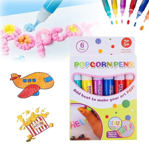 YODAOLI Magic Puffy Pens for Kids, DIY Bubble Popcorn Drawing Pens, Magic Popcorn Pens, Puffy Paint Pens, Heat Activated Puffy Pens (1Pack) von YODAOLI