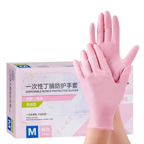 YODAOLI Multi-Purpose Thick Nitrile Gloves, for Mechanics, Gardener,Chefs (Pink,S) von YODAOLI