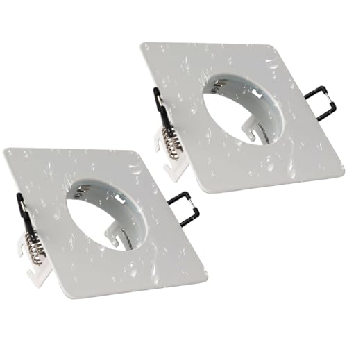 YODAVE 2 x Einbaurahmen Schwenkbar IP44 Eckig 84mm Rahmen Weiss Nickel mit GU10 Fassung Quadrat Einbauspot für Badzimmer Belechtung | Leuchtmittel Nicht Enthalten | von YODAVE