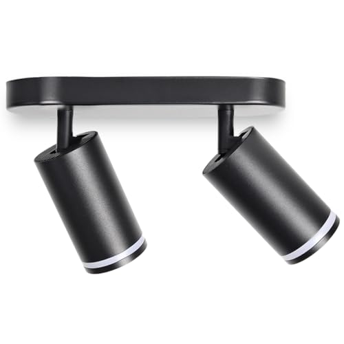 YODAVE Deckenstrahler 2 Flammig Schwenkbar Abnehmbar Lampenköpfe GU10 Fassung Aluminium | Deckenstrahler | Deckenleuchte | Ohne Leuchtmittel (2 Flammig Schwarz) von YODAVE