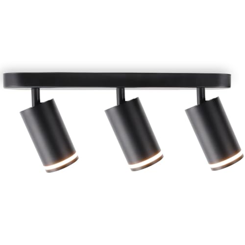 YODAVE Deckenstrahler 2 Flammig Schwenkbar Abnehmbar Lampenköpfe GU10 Fassung Aluminium | Deckenstrahler | Deckenleuchte | Ohne Leuchtmittel (3 Flammig Schwarz) von YODAVE