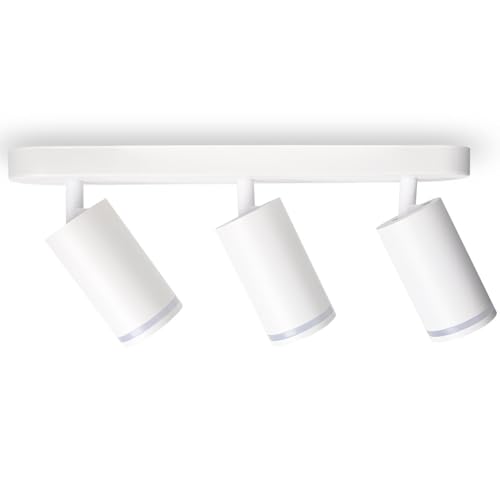 YODAVE Deckenstrahler 2 Flammig Schwenkbar Abnehmbar Lampenköpfe GU10 Fassung Aluminium | Deckenstrahler | Deckenleuchte | Ohne Leuchtmittel (3 Flammig Weiß) von YODAVE