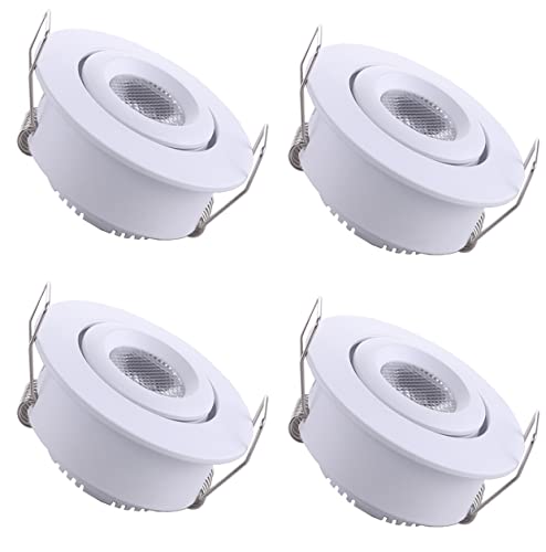 YODAVE 4 Stück Klein Einbaustrahler Mini Spot Rund Set Deckenspot Verstellbarem Lichtwinkel mit Trafo (Weiß, 3 Wattage) von YODAVE