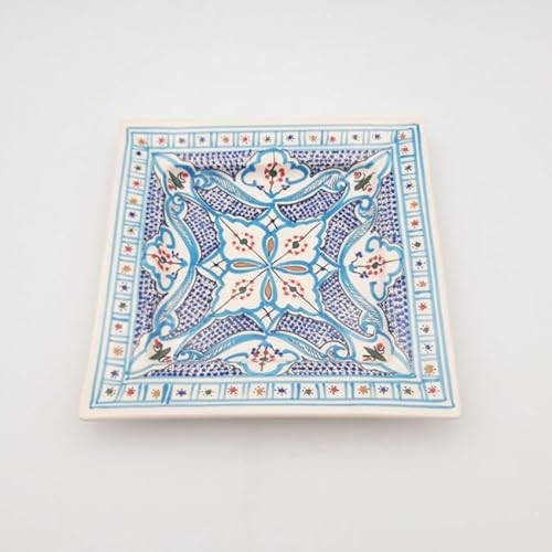 YODECO Marokkanischer Teller, quadratisch, Türkis, L 24 cm von YODECO
