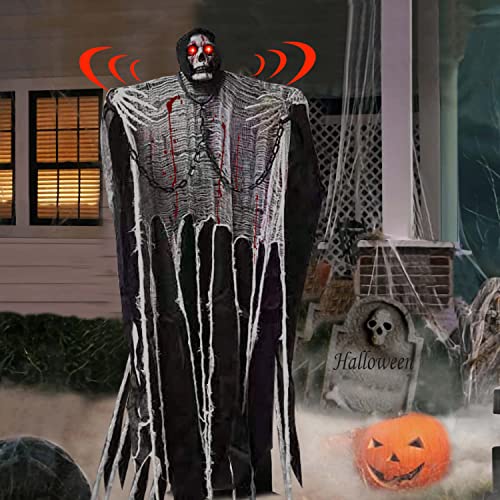 Halloween Deko Hängender Geist, Halloween Deko Horror Beleuchtete Geist mit Gruseligen Geräuschen, 180CM Hängend Tür Deko Geist, Garten Gruselig Halloween Skelett für Indoor Outdoor Party Dekoration Halloween Deko Hängender Geist, Halloween Deko Horror Beleuchtete Geist mit Gruseligen Geräuschen, 180CM Hängend Tür Deko Geist, Garten Gruselig Halloween Skelett für Indoor Outdoor Party Dekoration von YODITI