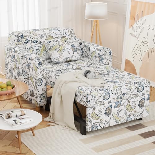 YODOLLA 192cm schlafsessel, 3-in-1 Schlaferstuhl, Ausziehbar Schlaferstuhl mit Bettfunktion, Schlafsofa mit Seitentasche und Regulierbarer Rückenlehne für Gästezimmer & kleine Wohnung, Blume von YODOLLA