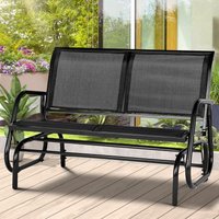 2-Sitzer Outdoor-Schaukel-Gleitliege Loveseat-Stuhl mit pulverbeschichtetem Stahlrahmen Garten-Schaukelsitz, Terrassenbank für 2 Personen in Schwarz von YODOLLA