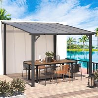 YODOLLA Aluminium-Pavillon, 2,4 x 2.4 m Wandmontage, Robuste Metall-Pergola Für Den Garten, Schwarz von YODOLLA