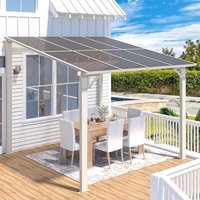 YODOLLA Aluminium-Pavillon, 2,4 x 2.4 m Wandmontage, Robuste Metall-Pergola Für Den Garten, Weiß von YODOLLA