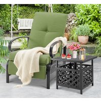 YODOLLA Outdoor-Metall-Liegestuhl verstellbarer Terrassen-Liegestuhl mit abnehmbaren dick gepolsterten Kissen in Grün von YODOLLA