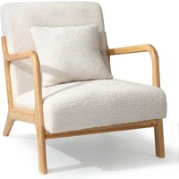 Sessel Akzentstühle Cocktailsessel für Wohnzimmer, loungesessel moderner Lesesessel mit Holzarmlehne Armchair Accent Chairs Weiß - Yodolla Sessel Akzentstühle Cocktailsessel für Wohnzimmer, loungesessel moderner Lesesessel mit Holzarmlehne Armchair Accent Chairs Weiß - Yodolla von YODOLLA