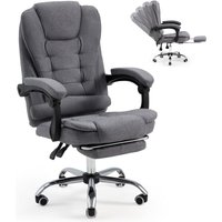 Bürostuhl 200kg Belastbarkeit, Ergonomischer Chefsessel Schreibtischstuhl mit Liegefunktion, Höhenverstellbar Office Chair mit Fußstütze, Grau Bürostuhl 200kg Belastbarkeit, Ergonomischer Chefsessel Schreibtischstuhl mit Liegefunktion, Höhenverstellbar Office Chair mit Fußstütze, Grau von YODOLLA