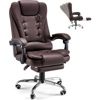 Bürostuhl 200kg Belastbarkeit, Ergonomischer Chefsessel Schreibtischstuhl mit Liegefunktion, Höhenverstellbar Office Chair mit Fußstütze aus Leder, Bürostuhl 200kg Belastbarkeit, Ergonomischer Chefsessel Schreibtischstuhl mit Liegefunktion, Höhenverstellbar Office Chair mit Fußstütze aus Leder, von YODOLLA