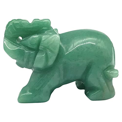 Natürlicher grüner Jadestein Elefant, Glücksbringer Elefant Figur Kristall Edelstein geschnitzter Elefant Statue Ornament Heimdekoration (5,1 cm grün) von YODOOLTLY