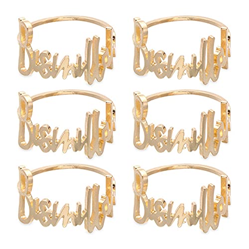 Serviettenringe - 6 Stück Bismillah Buchstaben Metall Serviettenring Set Alphabet Serviettenschnallen Halter Tischdekoration für Hochzeit, Party, Ramadan, Bankett (Gold) von YODOOLTLY