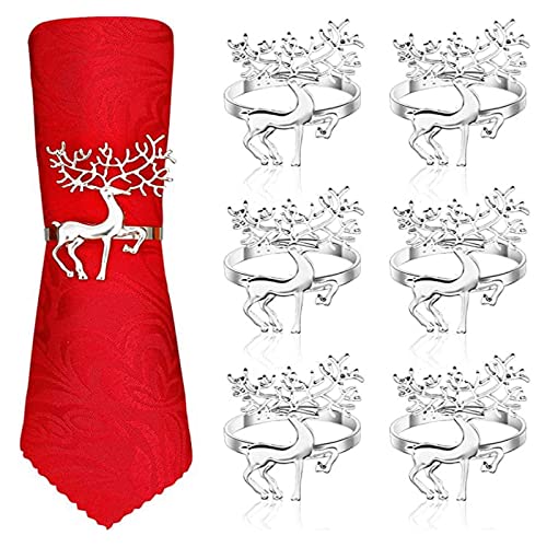 Weihnachts-Serviettenringe - 6 Stück Weihnachts-Legierung Serviettenring Halter Haushalt Serviettenschnalle für Tischdekoration, Hochzeit, Weihnachten, Partyessen, Erntedankfest von YODOOLTLY