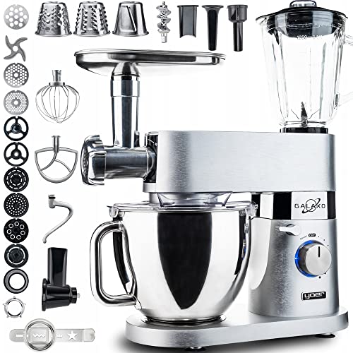 Yoer Galaxo KM01S, Planetenrührwerk Küchenmaschine, 2300W, 5,8L, Multifunktional, Mixer, Zerkleinerer, Fleischwolf, Blender, Stufenlose Drehzahlregelung, Planetarische Bewegung, Leiser Betrieb von YOER