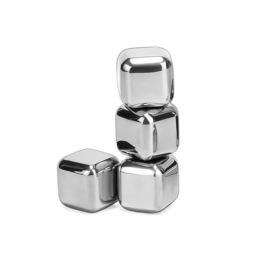 YOFAN Wiederverwendbare Eiswürfel aus Edelstahl für Saft, Kühlwürfel, Whiskey Rocks mit Etui (4 Stück) von YOFAN