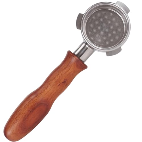 54 mm Bodenloser Siebträger – Bodenloser Siebträger aus Edelstahl mit einlagigem Filterkorb und Holzgriff, kompatibel mit der Breville Barista Express Serie von YOFAPA
