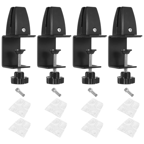 YOFAPA 4 Stück Schreibtisch Trennwand klemme, Verstellbare Aluminium Tischteilerklemmen, Abnehmbar & Verstellbare C-Klemmen Vier tütchen pro Sektion schützen für Büro, Privatanwendung, Schwarz von YOFAPA