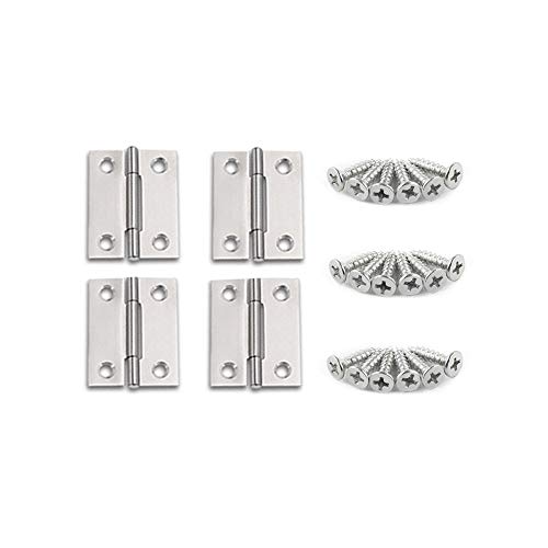 YOFASEN Edelstahl Türscharnier - Schrankscharnier Wohnmöbel Scharniere Klappscharnier mit M3.5 * 16mm Schrauben, Silber, 1.5 Zoll(38 * 30 * 1.0mm) - 4pcs von YOFASEN