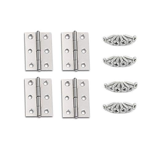 YOFASEN Edelstahl Türscharnier - Schrankscharnier Wohnmöbel Scharniere Klappscharnier mit M3.5 * 16mm Schrauben, Silber, 2.5 Zoll(55 * 34 * 1.0mm) - 4pcs von YOFASEN