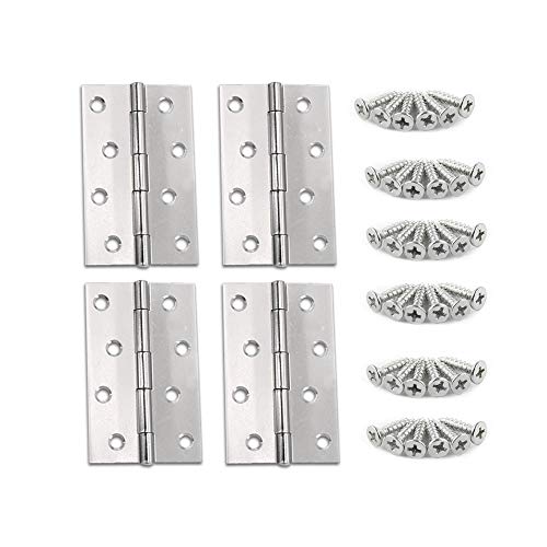 YOFASEN Edelstahl Türscharnier - Schrankscharnier Wohnmöbel Scharniere Klappscharnier mit M3.5 * 16mm Schrauben, Silber, 4 Zoll(88 * 60 * 1.2mm) - 4pcs von YOFASEN