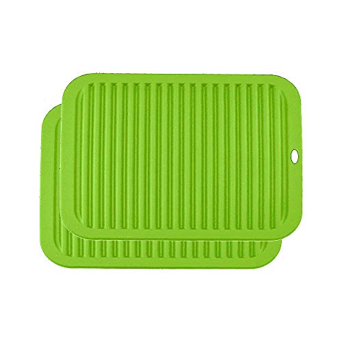 YOFASEN Grün Topfuntersetzer Silikon - Hitzebeständig und Rutschfest Untersetzer - Silikon Topflappen Küchenmatte, 2xGrün, 30x23x0.6 von YOFASEN