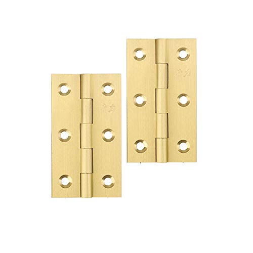 YOFASEN Messing Scharniere - Kupfer Faltstoß Scharniere Scharniere Klein Schrankscharnier Tür Schublade Scharniere mit Schrauben, Gold, 3 Zoll(76x41x1.6mm) - 2pcs von YOFASEN