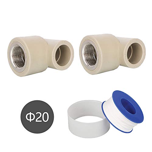 YOFASEN PPR Wasser Rohrverbinder - 2 Stücke Winkelstück Rohrverbinder Innengewinde & 1 Rolle PTFE Band von YOFASEN