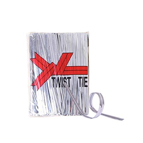 YOFASEN Silber Kabelbinder Twistband - 800 Stück Kunststoffbindestreifen Verpacken von Keksen/Bonbons/Lutschern, 10cmx4mm von YOFASEN