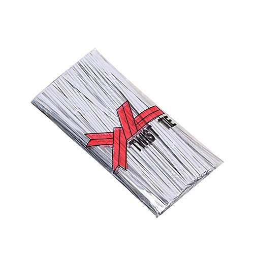 YOFASEN Silber Kabelbinder Twistband - 800 Stück Kunststoffbindestreifen Verpacken von Keksen/Bonbons/Lutschern, 15cmx4mm von YOFASEN