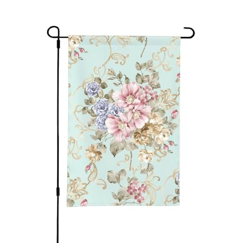 Blumen-Aquarell, Blumen-Frühling, 30,5 x 45,7 cm, doppelseitige Sommer-Gartenflagge für draußen von YOFIEN