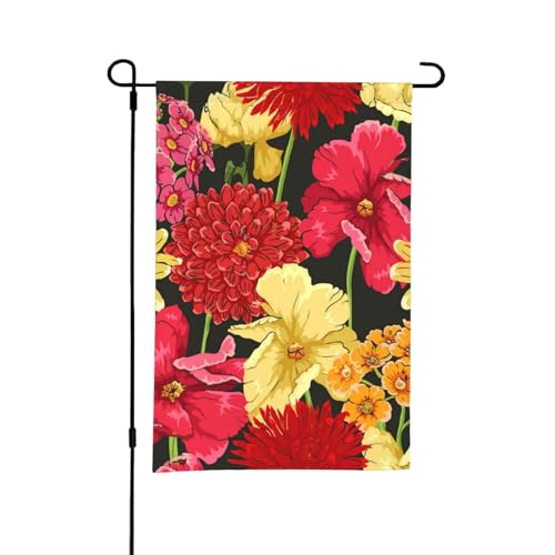 Bunte Blumen Blumenmuster, 12 x 18 Zoll doppelseitige Sommergarten-Flagge für draußen von YOFIEN